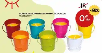 Maxi Bazar Bougie citronnelle seau multicouleur offre