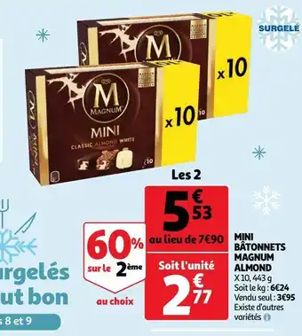 Auchan Supermarché Mini batonnets magnum almond offre