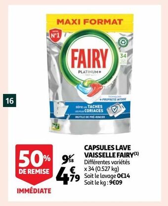 Auchan Supermarché Capsules lave-vaisselle fairy offre