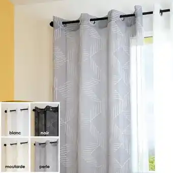 Décor Discount Rideau voile étamine brodée dessin géométrique offre