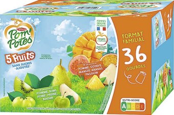 Pom’ Potes sans sucres ajoutés 5 Fruits verts et 5 fruits exotiques