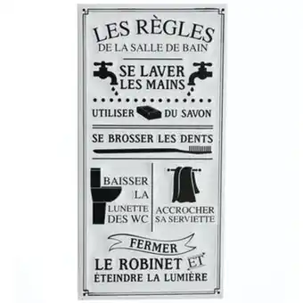 Plaque message "les rĂšgles de la salle de bain"