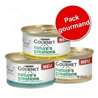Zooplus Gourmet nature's creations mini bouchées lot 3 saveurs 36 x 85 g pour chat offre