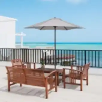 E.Leclerc Brico Parasol droit de jardin balcon terrasse grande taille toile polyester 160 g/m² ø 1,96 x 2h m mât alu gris clair offre