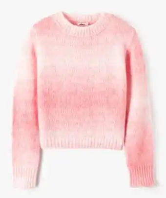 Pull fille à col rond en maille douillette coupe courte vue1 - gemo (junior) - gemo