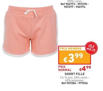 Trafic Short fille offre