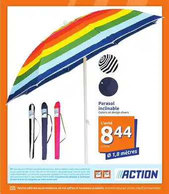 Action Parasol inclinable offre