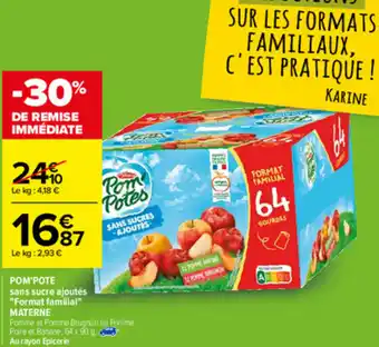 Carrefour Pom'Pote sans sucre ajoutés offre