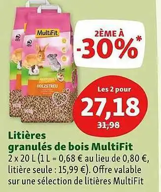 Maxi Zoo Litières Granulés De Bois Multifit offre