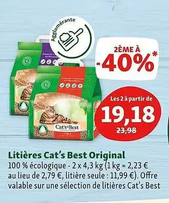 Maxi Zoo Litières Cat's Best Original offre