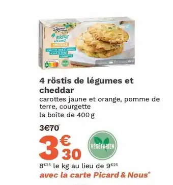 Picard 4 Röstis De Légumes Et Cheddar offre