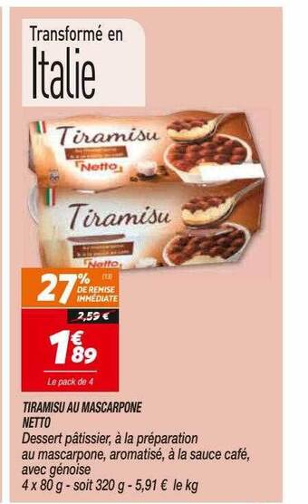 Netto Tiramisu Au Mascarpone Netto offre