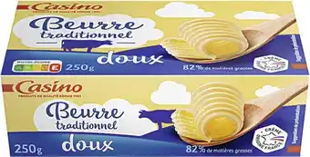 Casino Supermarchés Beurre plaquette doux 82%MG offre