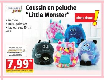 Norma Coussin En Peluche Little Monster offre