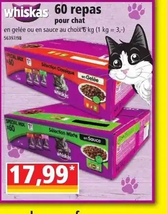 Norma Whiskas 60 Repas Pour Chat offre