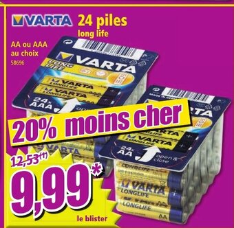 Norma Varta 24 Piles Long Life offre