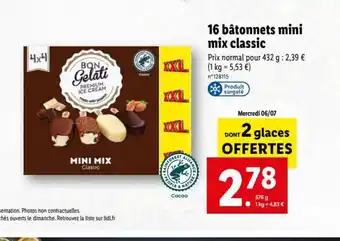 Lidl 16 Bâtonnets Mini Mix Classic offre