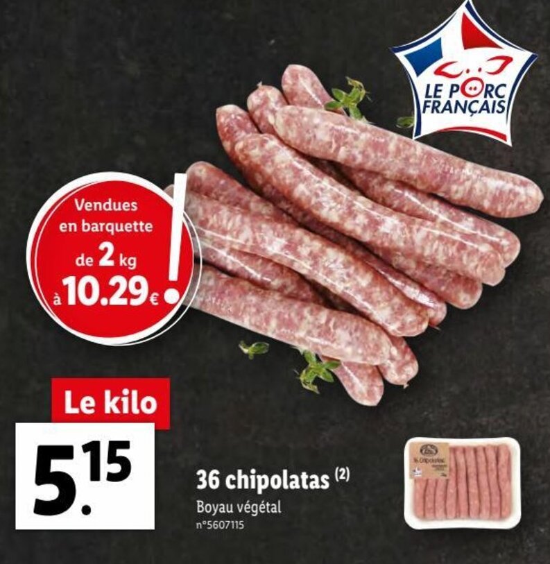 Promo 36 Chipolatas chez Lidl