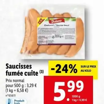 Lidl Saucisses Fumée Cuite offre