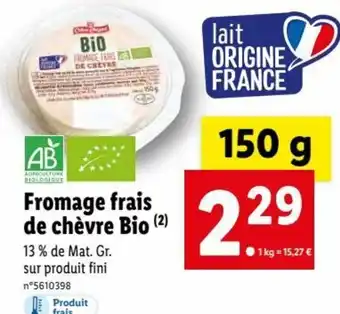 Lidl Fromage Frais de Chèvre Bio offre