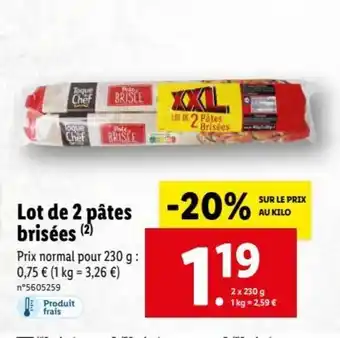 Lidl Lot de 2 Pâtes Brisées offre