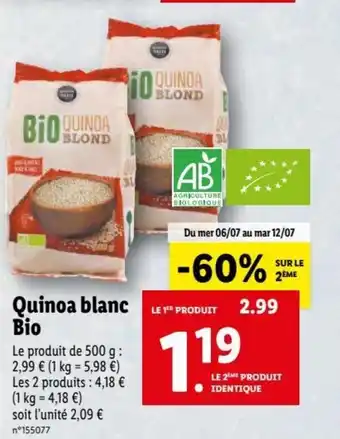 Lidl Quinoa Blanc Bio offre