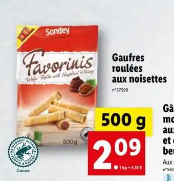 Lidl Gaufres Roulées Aux Noisettes offre
