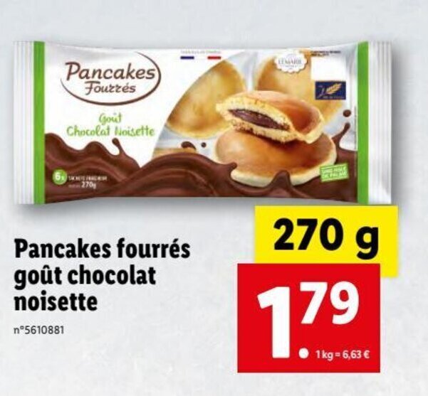 Promo Pancakes Fourrés goût Chocolat Noisette chez Lidl