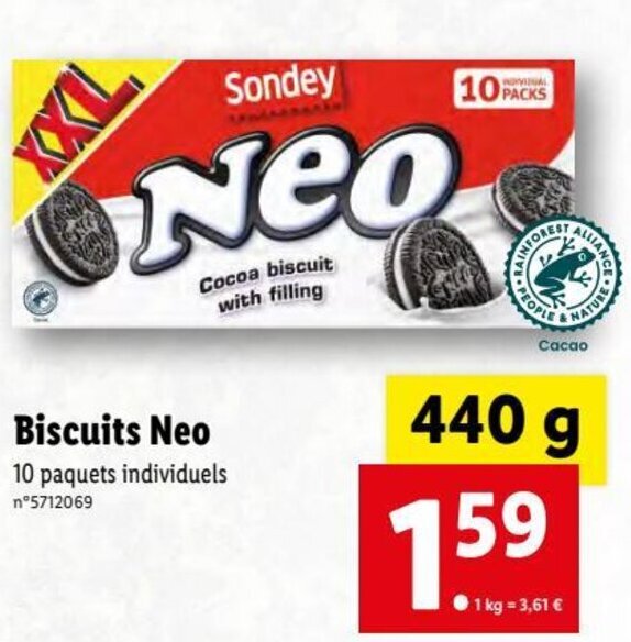 Promo Biscuits Neo chez Lidl