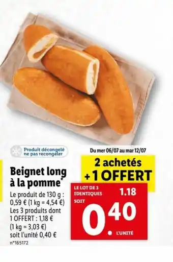 Lidl Beignet Long à La Pomme offre