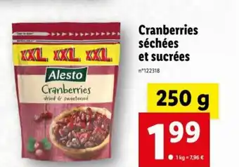 Lidl Cranberries Séchées Et Sucrées offre