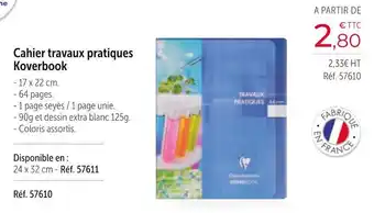 Office Depot Clairefontaine cahier travaux pratiques koverbook offre