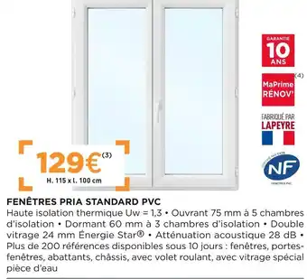 Lapeyre Fenêtres pria standard pvc offre