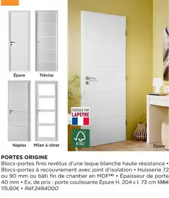 Lapeyre Bon plan sur les portes origine offre