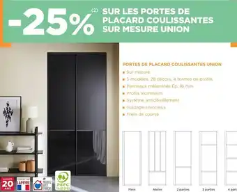 Lapeyre Bon plan sur les portes de placard coulissantes sur mesure union offre