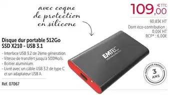 Office Depot Disque dur portable 512go ssd x210 - usb 3.1 offre