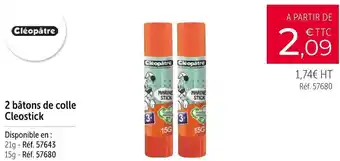 Cléopâtre 2 bâtons de colle cleostick