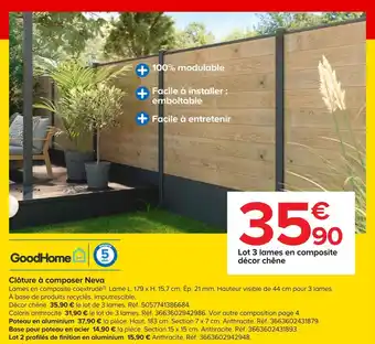 Castorama Goodhome clôture à composer neva offre