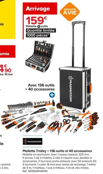 Magnusson mallette trolley + 136 outils et 40 accessoires