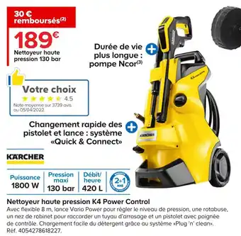 Castorama Kärcher nettoyeur haute pression k4 power control offre