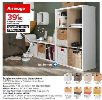Castorama Étagère cube bicolore blanc/chêne offre