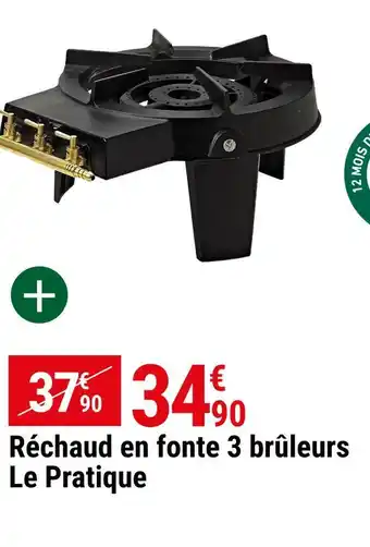 Gamm vert Le pratique réchaud en fonte 3 brûleurs offre