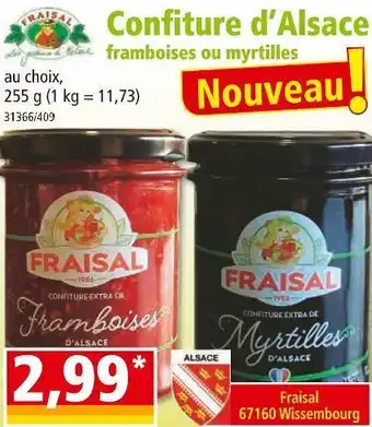 Norma Confiture d’alsace framboises ou myrtilles offre