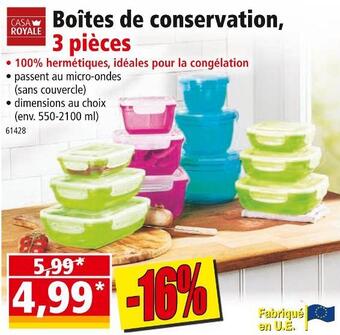 Casa royale boîtes de conservation, 3 pièces