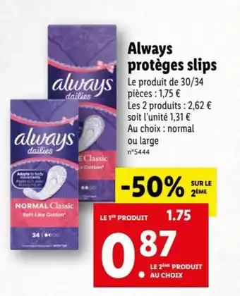 Lidl Always Protège Slips offre