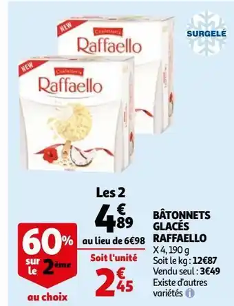 Auchan Bâtonnets glacés raffaello offre