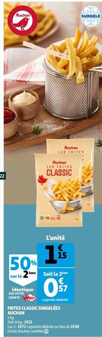 Auchan Frites classic surgelées auchan offre