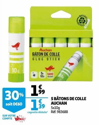 Auchan 5 bâtons de colle auchan offre
