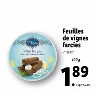 Lidl Feuilles de Vignes Farcies offre