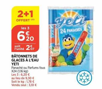 Bi1 Bâtonnets De Glaces à L'eau Yeti offre